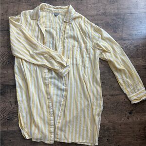 Aerie oversized butter yellow stripe button down shirt